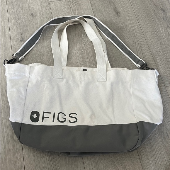 FIGS Two-Tone White and Gray Tote Bag - Picture 1 of 6